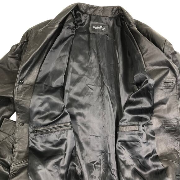 BETTINA RIZZI VTG Leather Coat Men L Black Custom Retro Grunge Goth Y2K Matrix - Picture 6 of 13